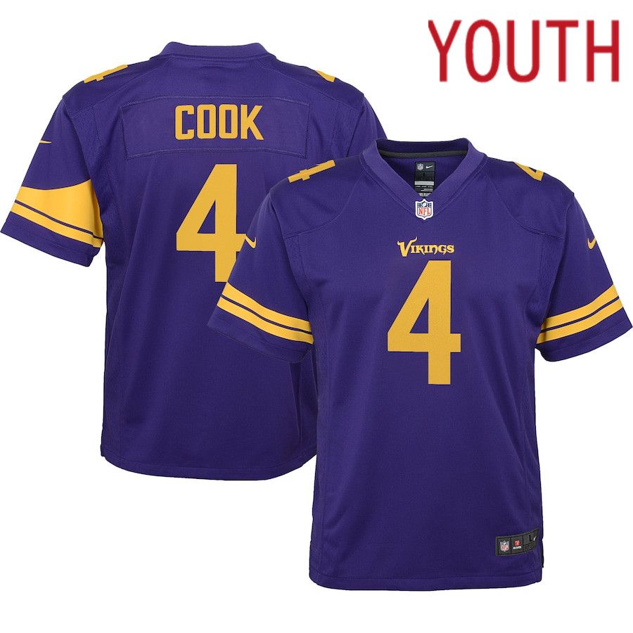 Youth Minnesota Vikings 4 Dalvin Cook Nike Purple Game NFL Jerseys
